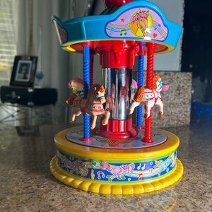 Blue and Yellow Musical Carousel Doll Accessory